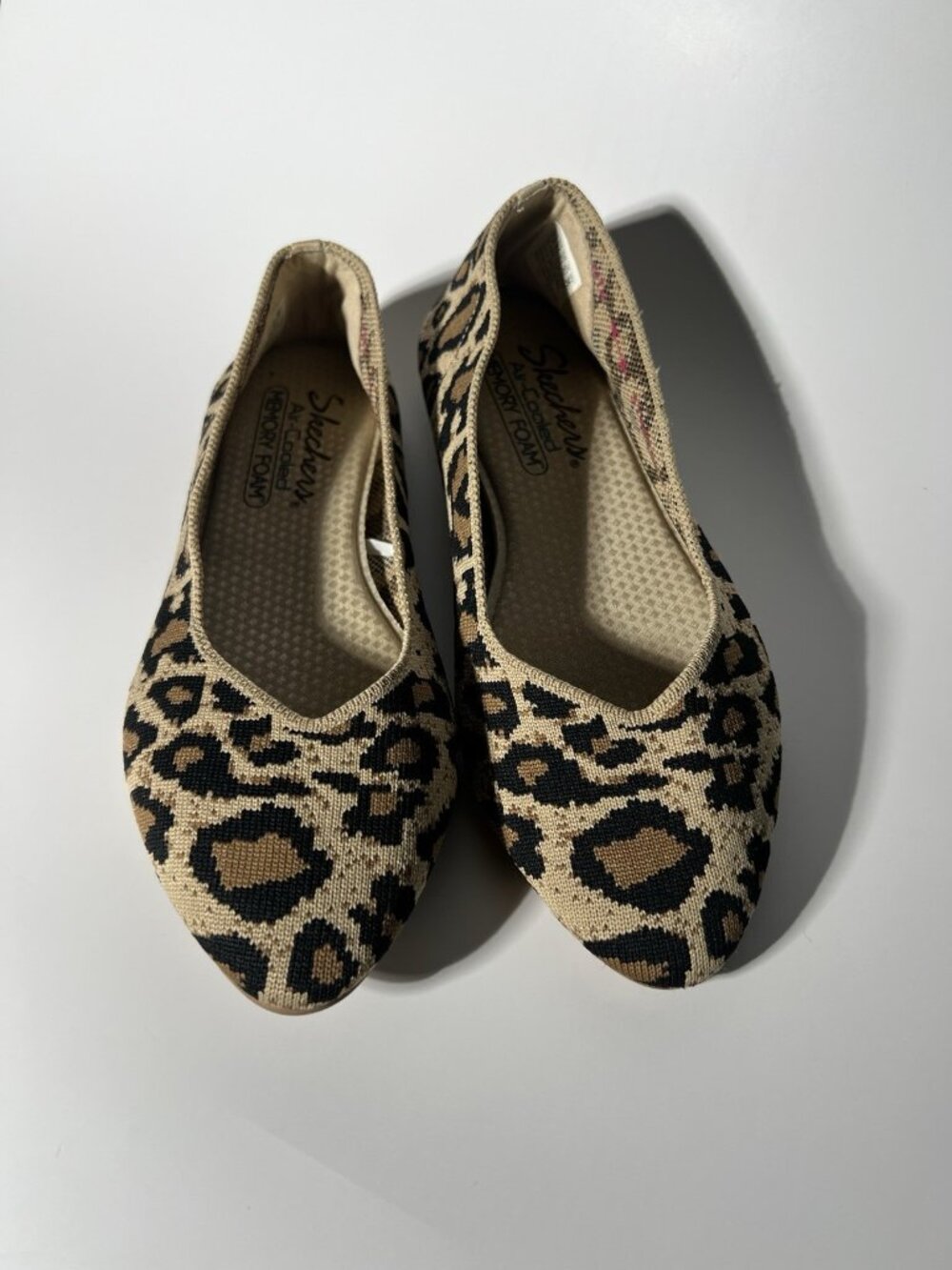 Skechers Cleo Claw-Some Leopard Knit Ballet Flats Women’s Size 7.5